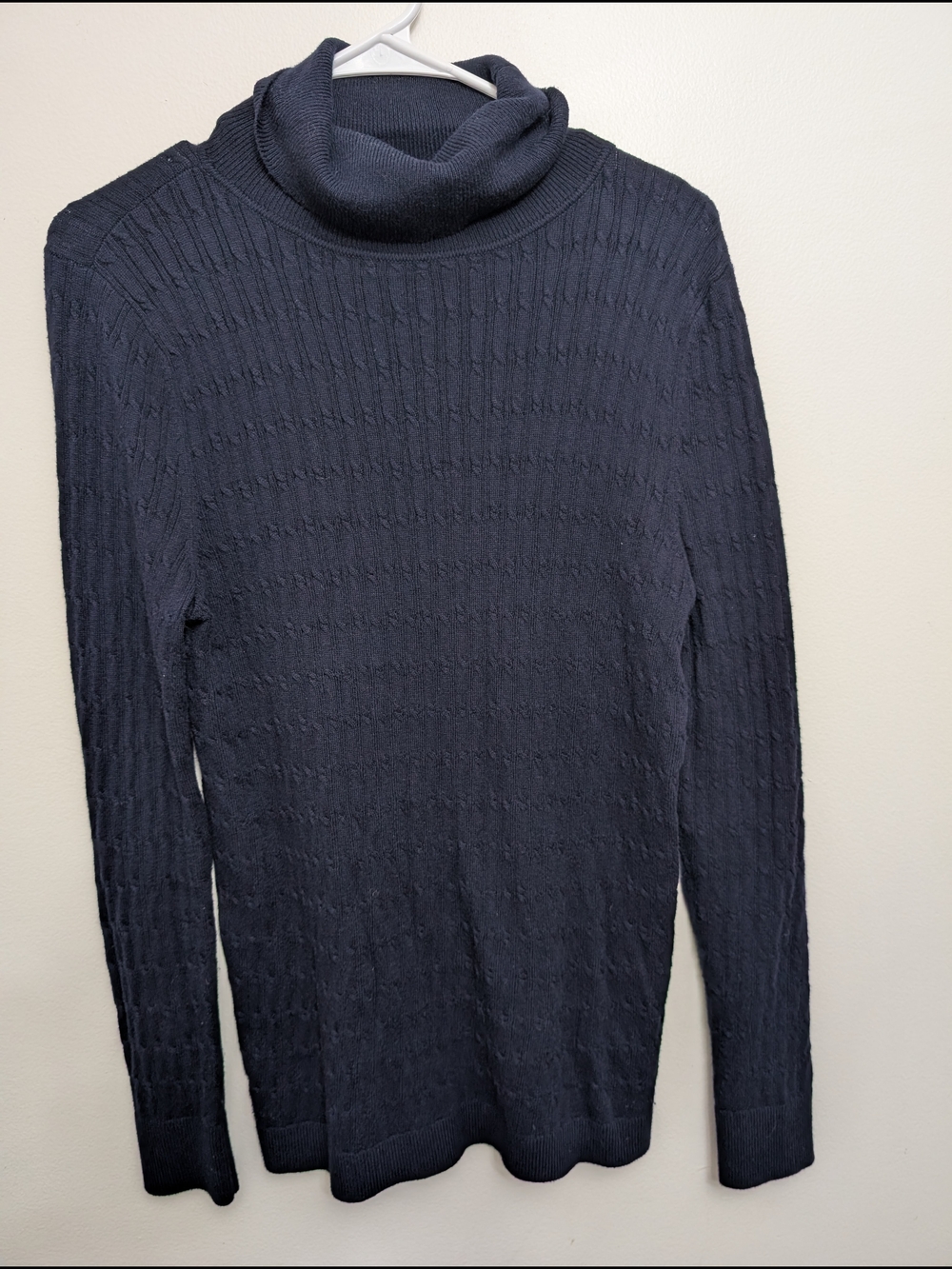 Talbots Navy Turtleneck Cable Knit Sweater Women's Large